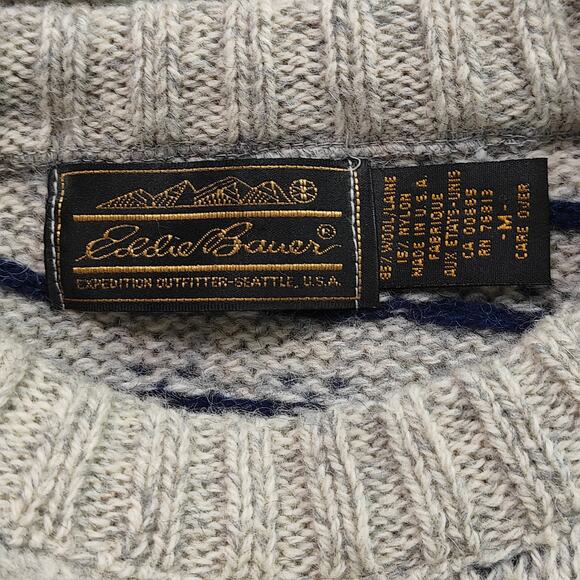 Vintage 90s Eddie Bauer Wool Blend Knit Sweater Adult Medium Crewneck Pullover - Picture 2 of 3